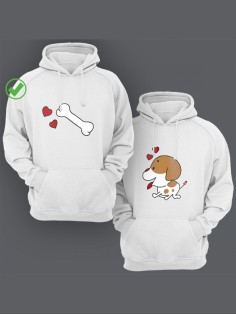 Парные толстовки для двоих влюбленных с забавными принтами Пес & Кость