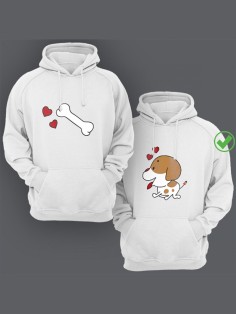 Парные толстовки для двоих влюбленных с забавными принтами Пес & Кость