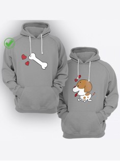 Парные толстовки для двоих влюбленных с забавными принтами Пес & Кость