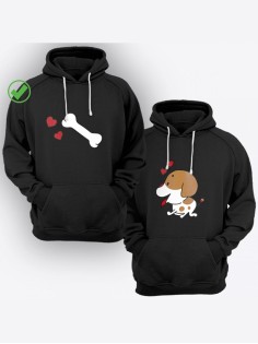 Парные толстовки для двоих влюбленных с забавными принтами Пес & Кость