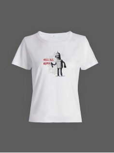 Прикольная женская футболка с оригинальным рисунком/Смешная с надписью Kill all huma