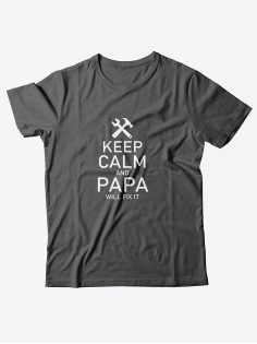 Футболка с принтом для настоящего мужчины/Мужская с надписью для пап Keep calm