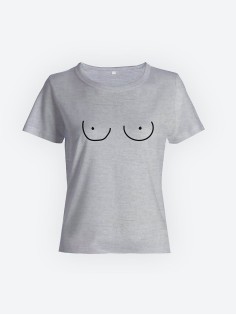 Модная женская футболка с принтом «Doodle boobs».