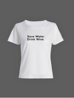 Футболка с прикольной надписью «Save water»/Оригинальная, модная женская с принтом.