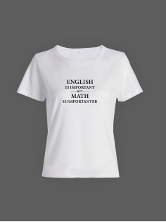 Качественная хлопковая футболка для женщин English / Прикольные надписи на футболках
