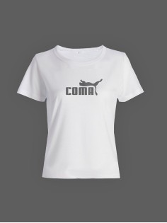 Качественная хлопковая футболка для женщин Coma / Прикольные надписи на футболках