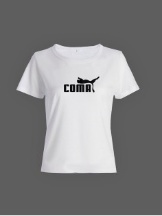 Качественная хлопковая футболка для женщин Coma / Прикольные надписи на футболках