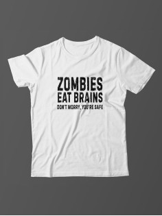 Мужская футболка с забавным принтом и смешной надписью Zombies eat brains/для мужчины