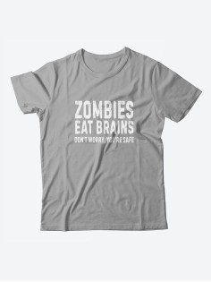 Мужская футболка с забавным принтом и смешной надписью Zombies eat brains/для мужчины