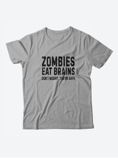 Мужская футболка с забавным принтом и смешной надписью Zombies eat brains/для мужчины