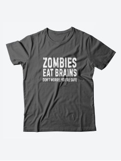 Мужская футболка с забавным принтом и смешной надписью Zombies eat brains/для мужчины