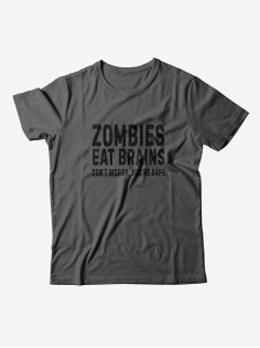Мужская футболка с забавным принтом и смешной надписью Zombies eat brains/для мужчины