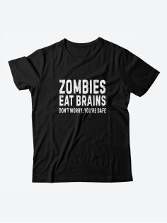 Мужская футболка с забавным принтом и смешной надписью Zombies eat brains/для мужчины