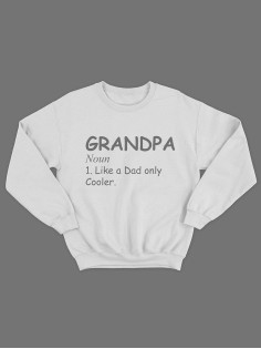 Мужской свитшот с принтом «Grandpa» / Модная толстовка без капюшона с прикольной надписью.