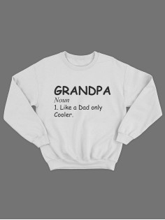 Мужской свитшот с принтом «Grandpa» / Модная толстовка без капюшона с прикольной надписью.