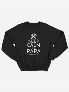 Мужской свитшот с оригинальным принтом / толстовка мужская без капюшона с надписью Keep calm