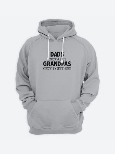 Стильное худи с крутым принтом Grandpas know everything / Толстовка с капюшоном со смешной надписью