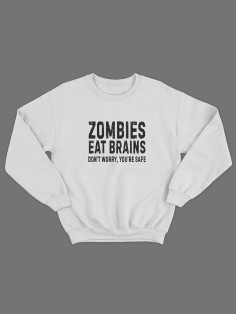 Мужской свитшот с оригинальным принтом / толстовка мужская без капюшона с надписью  Zombies