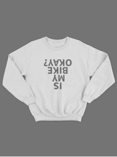 Модный свитшот – толстовка без капюшона и молнии с принтом «Is my bike okay?».