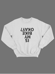 Модный свитшот – толстовка без капюшона и молнии с принтом «Is my bike okay?».