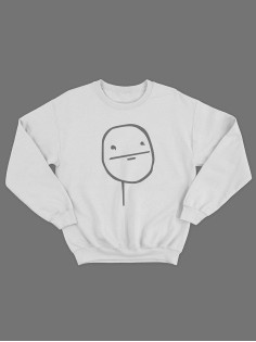 Стильная кофта без капюшона со смешной надписью  / Mужской свитшот с принтом Poker face