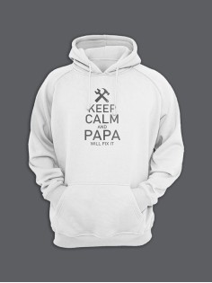 Стильное худи с крутым принтом Keep calm  / Толстовка для папы с капюшоном со смешной надписью