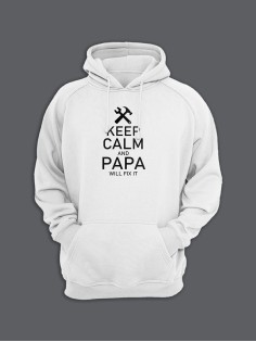 Стильное худи с крутым принтом Keep calm  / Толстовка для папы с капюшоном со смешной надписью