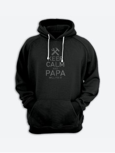 Стильное худи с крутым принтом Keep calm  / Толстовка для папы с капюшоном со смешной надписью