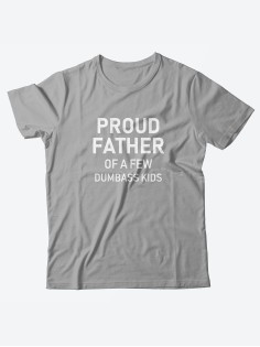 Прикольная мужская футболка с принтом для папы Proud father/Смешная хлопковая с надписями