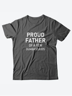 Прикольная мужская футболка с принтом для папы Proud father/Смешная хлопковая с надписями