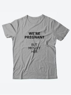 Мужская футболка с забавным принтом и смешной надписью We're pregnant/для мужчины