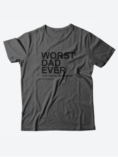 Мужская футболка с забавным принтом и смешной надписью Worst dad ever/Для папы