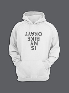 Худи с прикольным принтом Is my bike okey? / Толстовка с капюшоном с карманом, без молнии