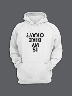 Худи с прикольным принтом Is my bike okey? / Толстовка с капюшоном с карманом, без молнии