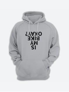 Худи с прикольным принтом Is my bike okey? / Толстовка с капюшоном с карманом, без молнии