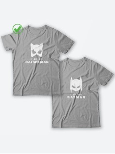 Парные футболки для мужа и жены, для парня и девушки с надписью Batman&Catwoman/для двоих