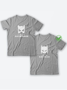 Парные футболки для мужа и жены, для парня и девушки с надписью Batman&Catwoman/для двоих