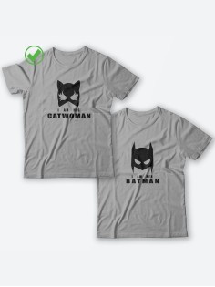Парные футболки для мужа и жены, для парня и девушки с надписью Batman&Catwoman/для двоих