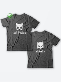 Парные футболки для мужа и жены, для парня и девушки с надписью Batman&Catwoman/для двоих