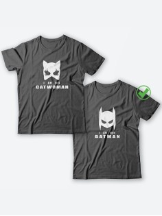 Парные футболки для мужа и жены, для парня и девушки с надписью Batman&Catwoman/для двоих