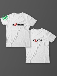 Красивые парные футболки с надписями/для влюбленных с принтом Bonnie&Clyde