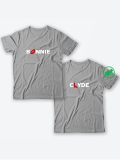 Красивые парные футболки с надписями/для влюбленных с принтом Bonnie&Clyde