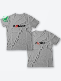 Красивые парные футболки с надписями/для влюбленных с принтом Bonnie&Clyde