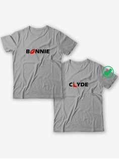 Красивые парные футболки с надписями/для влюбленных с принтом Bonnie&Clyde