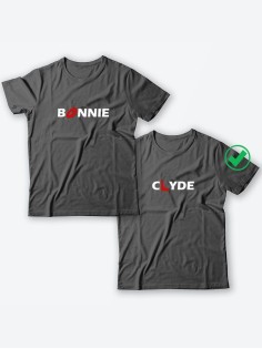 Красивые парные футболки с надписями/для влюбленных с принтом Bonnie&Clyde