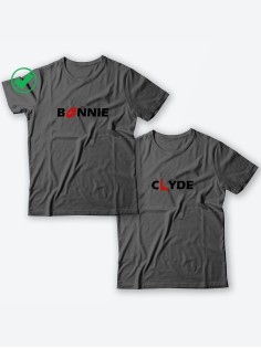 Красивые парные футболки с надписями/для влюбленных с принтом Bonnie&Clyde