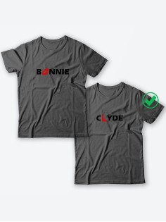 Красивые парные футболки с надписями/для влюбленных с принтом Bonnie&Clyde