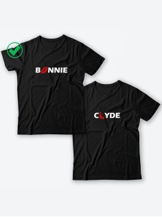 Красивые парные футболки с надписями/для влюбленных с принтом Bonnie&Clyde