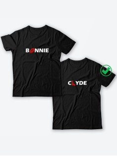 Красивые парные футболки с надписями/для влюбленных с принтом Bonnie&Clyde