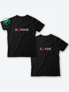 Красивые парные футболки с надписями/для влюбленных с принтом Bonnie&Clyde
